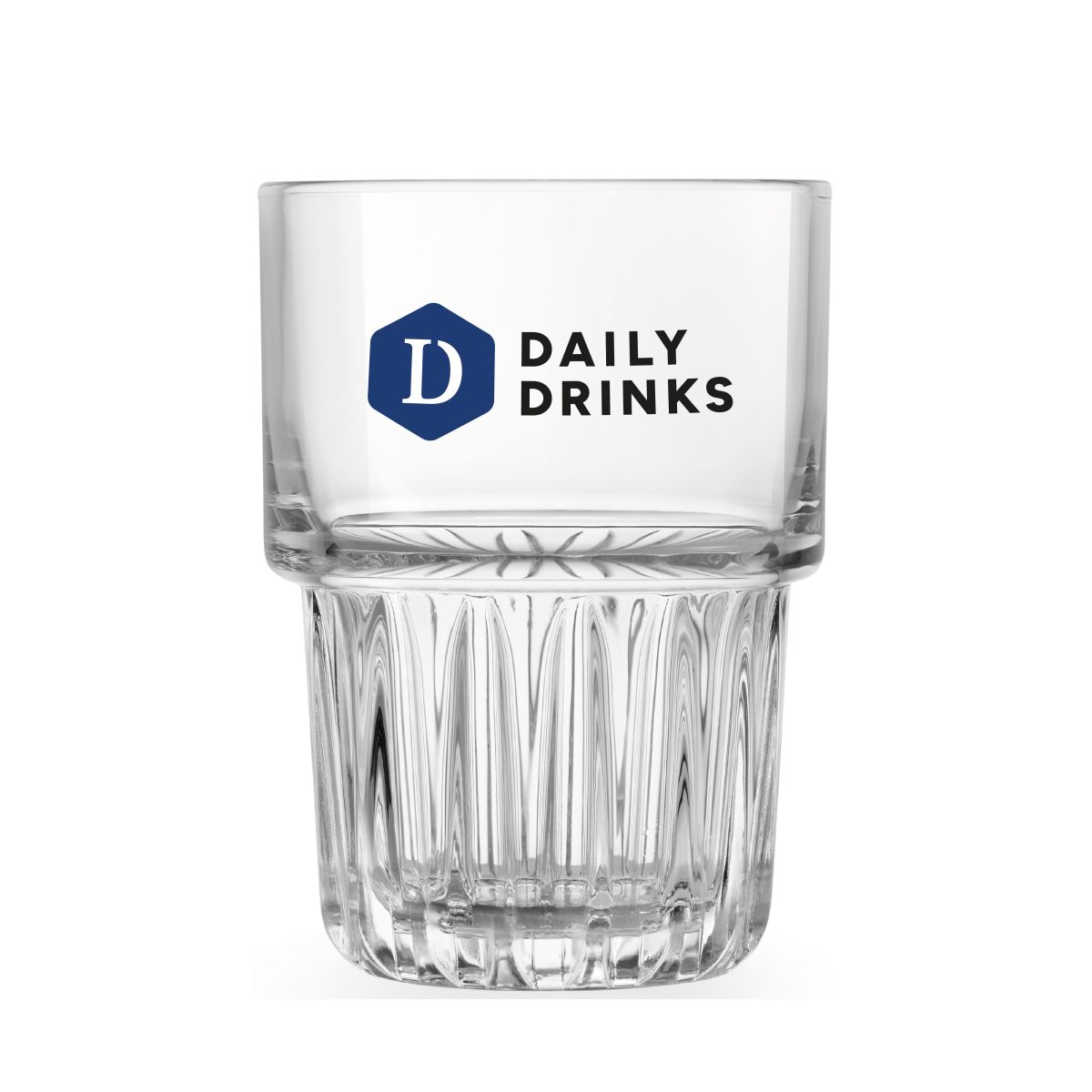 Long drink glass Onis Everest 35 cl. with multi-coloured DailyDrinks logo on the front of the glass.